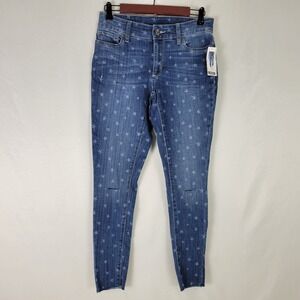 Time and Tru Jeans Women 4 Blue Denim NWT Low Rise Skinny Star Print Medium Wash